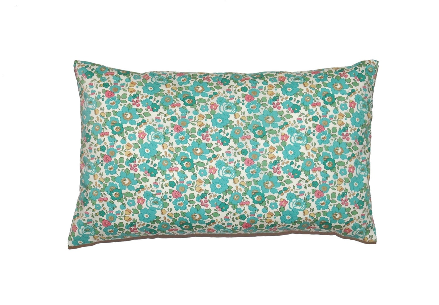 Turquoise Floral Betsy Liberty of London Print Throw Pillow Cover 12"x20" - More Sizes and Colors Avalaible - gGlinParis