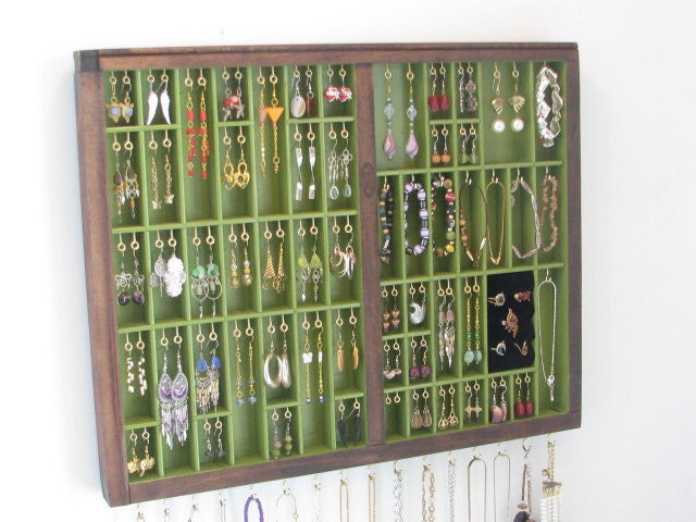 Printers Typeset Tray Jewelry Display with ring cubby