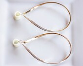 4g-5/8" Gold Sparkle Tear Drop Hoop Dangle Tunnels