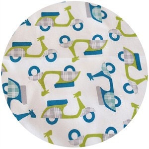 Custom Rod Pocket Curtains-Pair-Birch Fabrics Organic, Mod Squad, Rally Cream/Grass