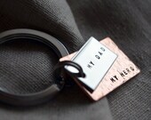 Dad Keychain - Mixed Metal - Hammered - Stainless - Father