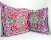 Set Blue Flower 2 Cushions Cover  HMONG HillTribe Thailand FAIR Trade Handmade (CS010-BF2)