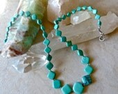 Elegant Graduated Natural Turquoise Stone Necklace - Karen Hill Tribe Silver Artisan Necklace