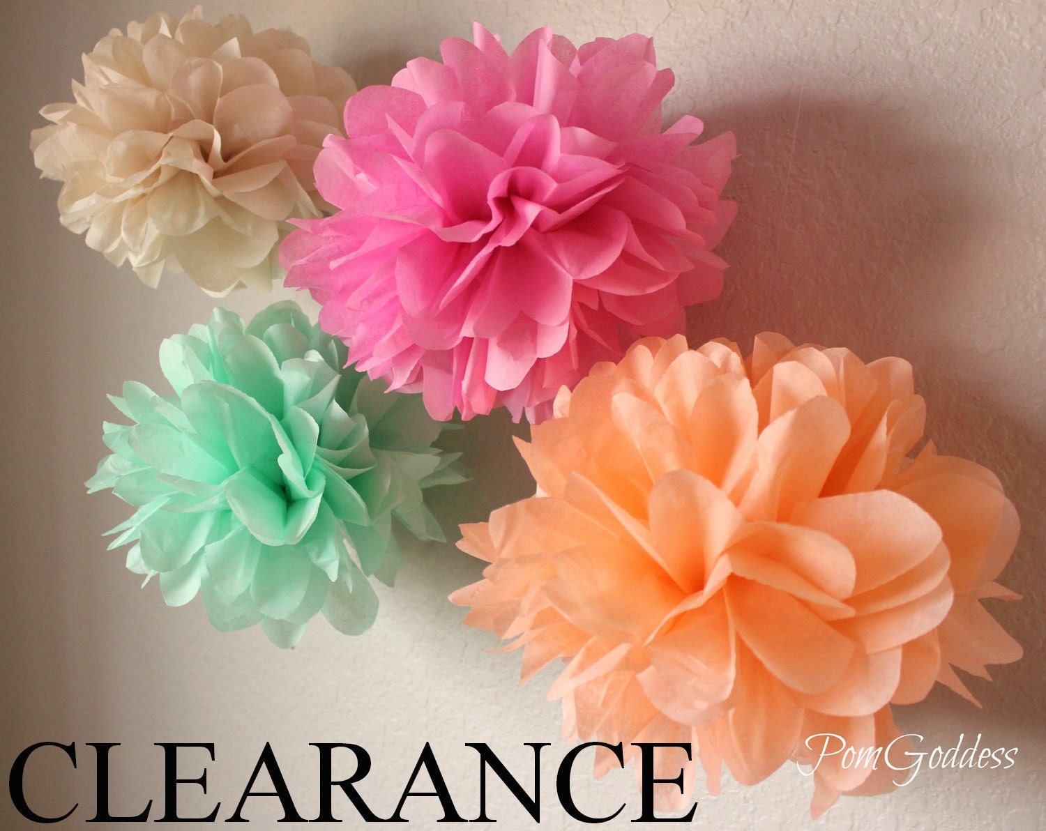 7 Tissue Pom Poms - Wedding Decor / Vintage Wedding / Baby Shower Decor / Birthday Decor/ Ice Cream Birthday Il_170x135