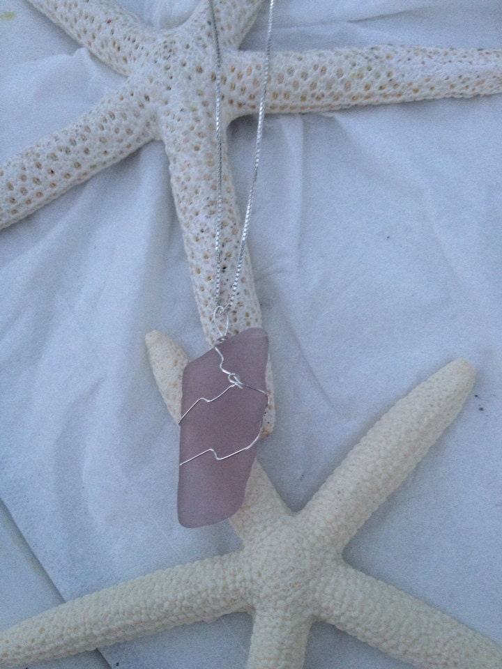 Seaglass Necklace, Pendant: Lavender 