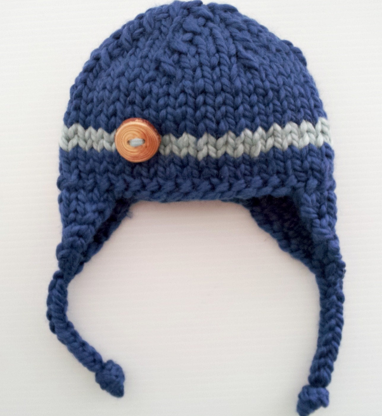 naavy gray stripe baby boy knitted hat, newborn photography prop, baby shower gift, baby photo prop, infant earflap beanie