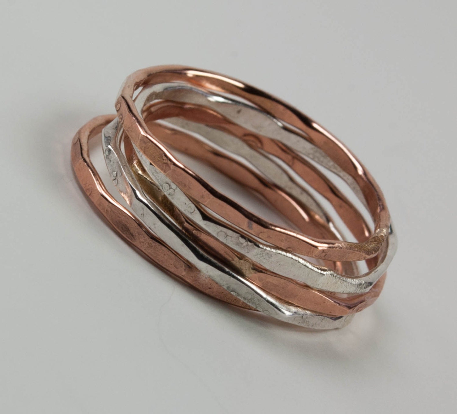 Stacking Rings 14K Rose Gold Filled and Sterling Silver Skinny Stack Rings Mixed Metal Thin Stack Rings