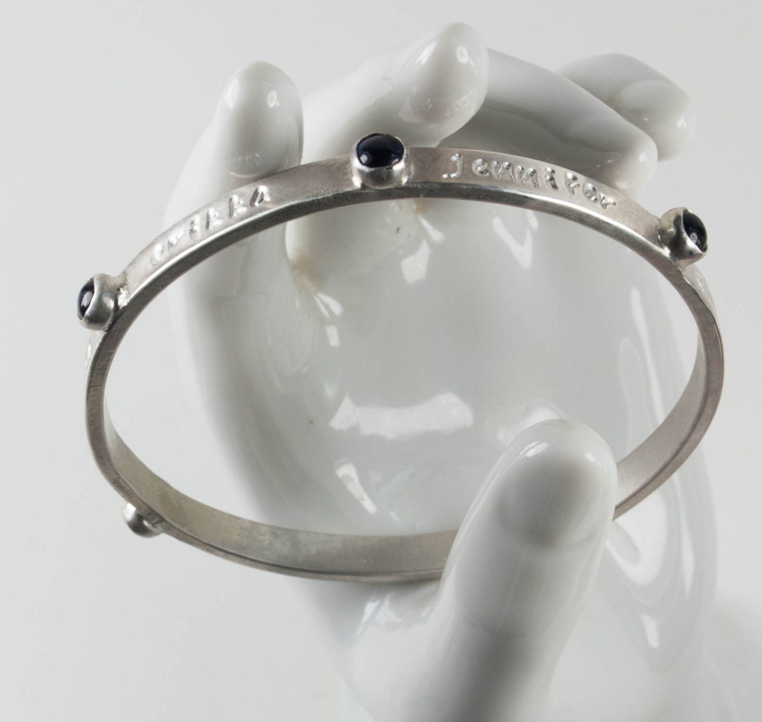 Mom's Bracelet Mother's Personalized Birthstone Bracelet Sterling Silver Bangle with Gemstones