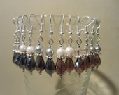 Handmade Purple Crystal Teardrop Dangle Earrings