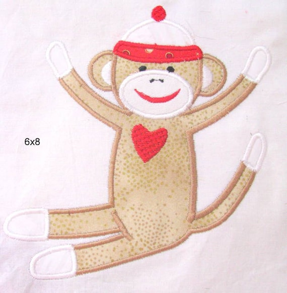 Sock Monkey 01 Machine Applique Embroidery Design by KCDezigns