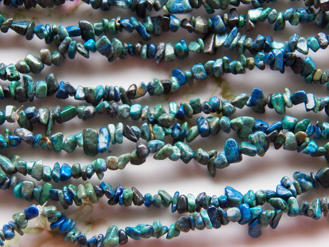5X8mm Chrysocolla Gemstone Chip Beads, FULL 35-36 IN Strand (D1C13)