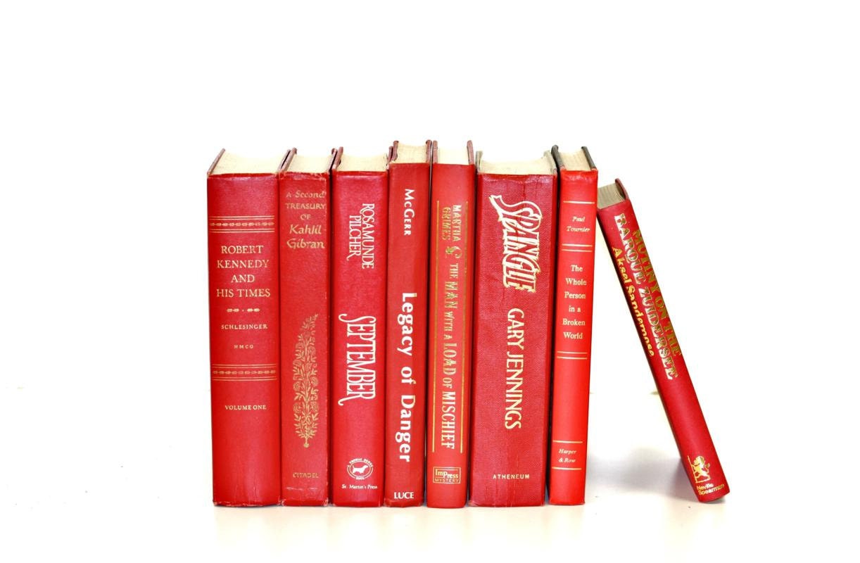 Vintage Book Red Collection Home Ofiice Decor