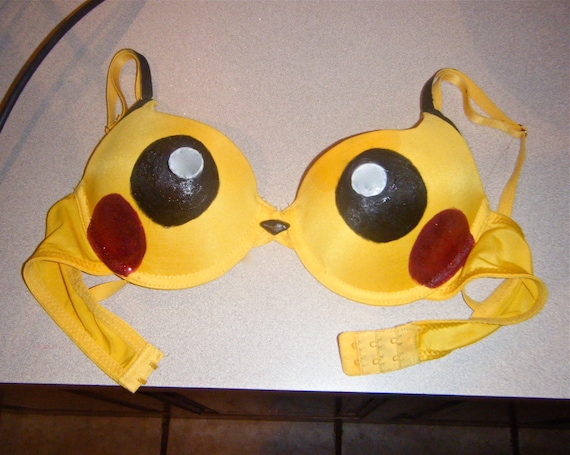 Painted Pikachu bra by wheredreamscometrue1 on Etsy