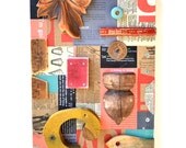 vintage sign letters typography found object art wood collage  Elizabeth Rosen