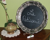 Large Upcycled Ornate Vintage Silver Tray Magnetic Chalkboard.....Wedding Sign...Chalkboard Sign