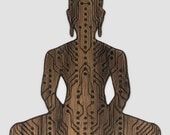 Wood Engraved Digital Buddha Sticker