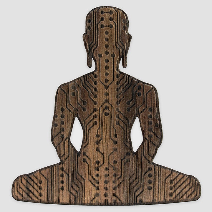 Wood Engraved Digital Buddha Sticker