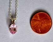 Pink Topaz Pendant, 8.mm by 6.mm, Oval Shape,  Set in Sterling Silver, Item No, S248a