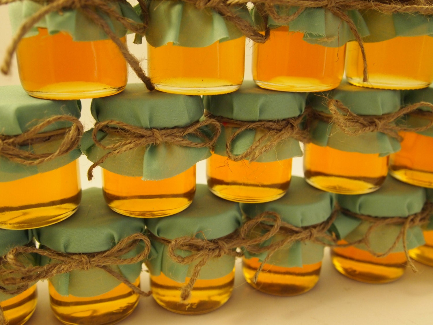 120 4 oz Wedding Favor Jars in Robins Egg Blue Add Custom Labels and Wooden Honey Dipper