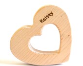 Personalized Baby Toy - Organic Baby Teether - Montessori Baby Toy - Heart Teething Toy