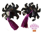 Pasties Nipple Tassels Burlesque - Black Spiders Purple Tassel