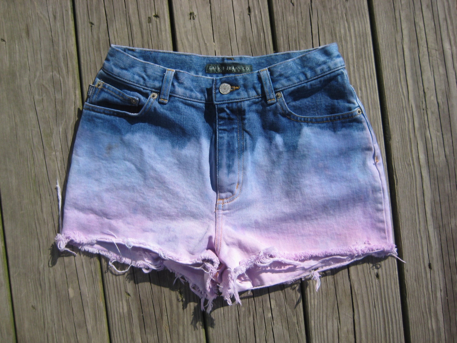 Vintage Lauren Jeans Co. by Ralph Lauren ombre galaxy high waisted dip- dyed cutoff shorts size 4