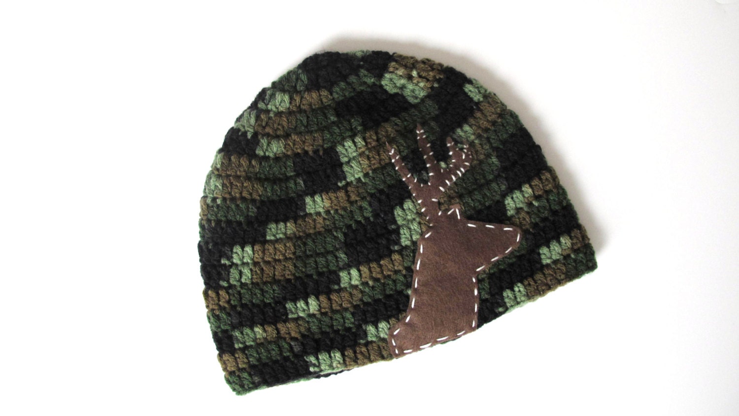 Deer Hunter Boy Hat with Felt Appliqué - sizes Newborn, 0-3, 3-6, & 6-12