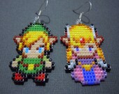 Hand Woven Seed Bead Link and Zelda Minish Cap Earrings