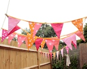 Fabric bunting - pink and orange, 6m / 19.5'
