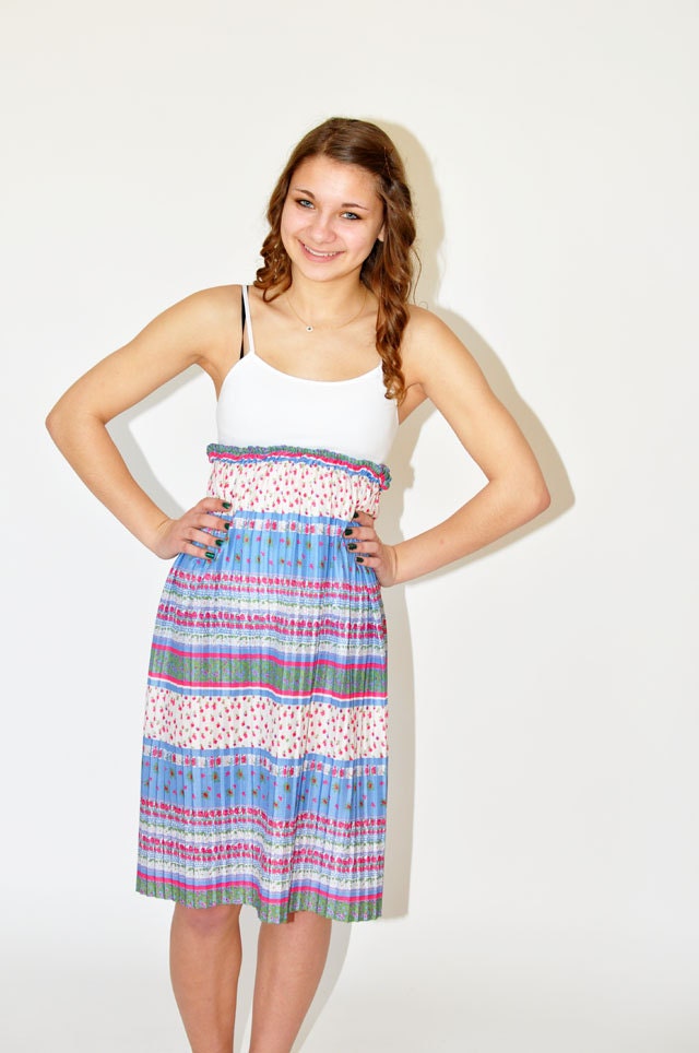 Vintage Pleated Handmade Skirt Floral PRETTY