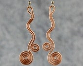 Earring copper wiring scroll handmade