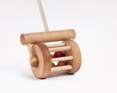 Wooden Rattle Toy, natural kids push toy