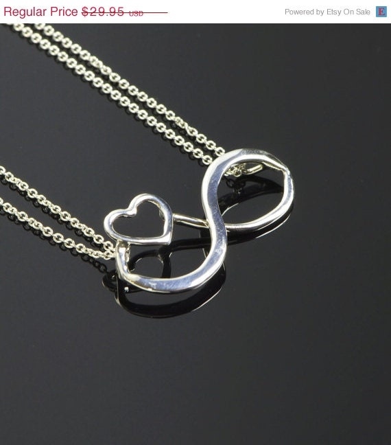 Wedding Sale Infinity Pendant - Heart Necklace - Infinity Jewelry - Heart Jewelry - Argentium Sterling Silver - Handmade