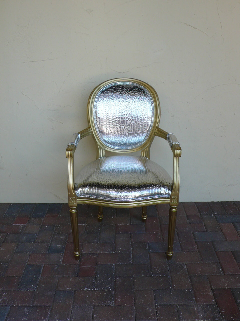 Silver and Gold round / oval louis chair stunning arm chair