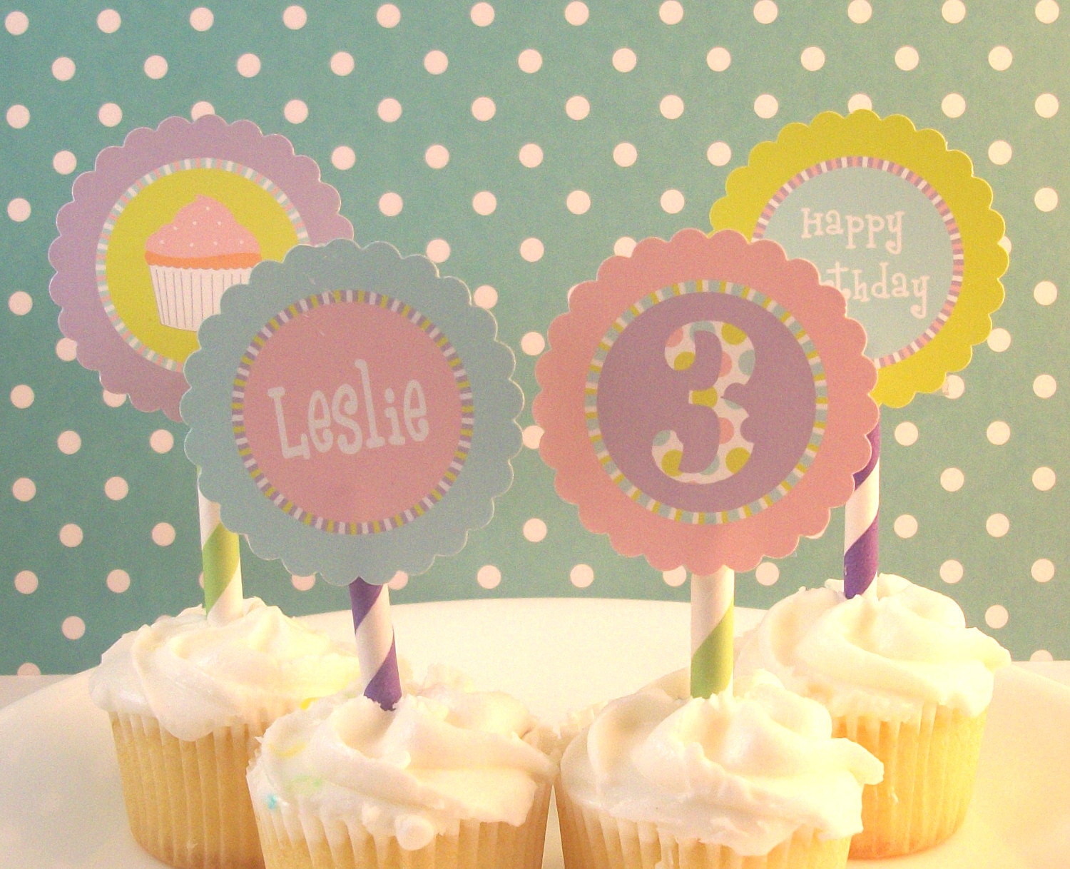 CUPCAKE Party Circles-Cupcake Toppers Printable Il_570xn