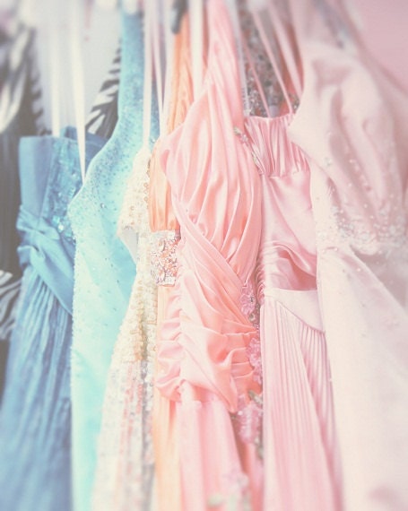 Party Dresses Valentines Day Pastel Colors Pastel Pink Blue Salmon Teal Soft and Dreamy, 8 x 10 Fine Art Print
