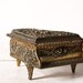GREAT Vintage  french  Gold Metal JEWELRY Box Trinket box in a shape of a PIANO
