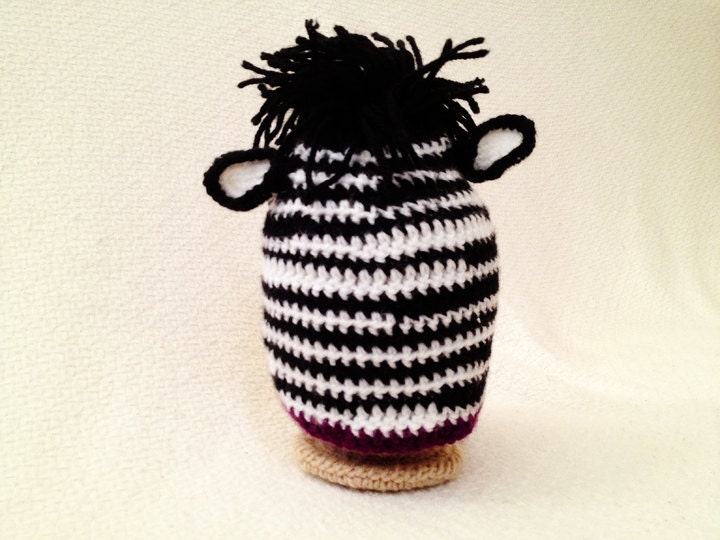 Crocheted Zebra Hat - size 3-6 months