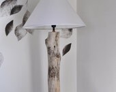 Driftwood lamp - driftwood lighting - beach house lighting -natural driftwood and white shade