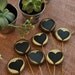 Chalkboard hearts on wooden slice - Rustic wooden place cards-chalkboard signs- table numbers-2" diameter- different sizes available