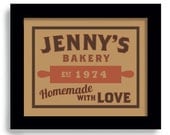 Kitchen Art Print Personalized Kitchen Decor Baker Rolling Pin Baking Art Print