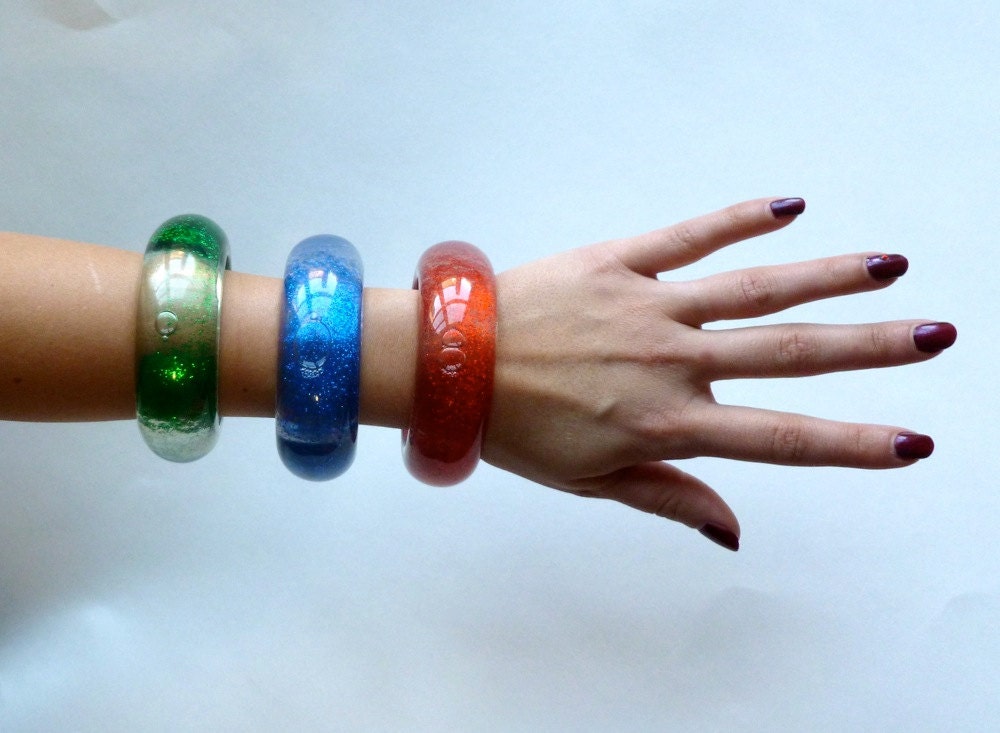Water and Glitter Filled JUMBO-Sized Plastic Bangle Bracelets