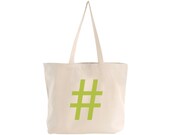 EXTRA LARGE Canvas Market Tote . Screen Printed Eco Friendly . 19.5"w x 15"h x 5"d