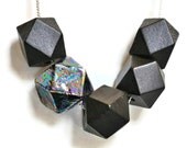 geometric necklace Iridescent metallic Purple Green