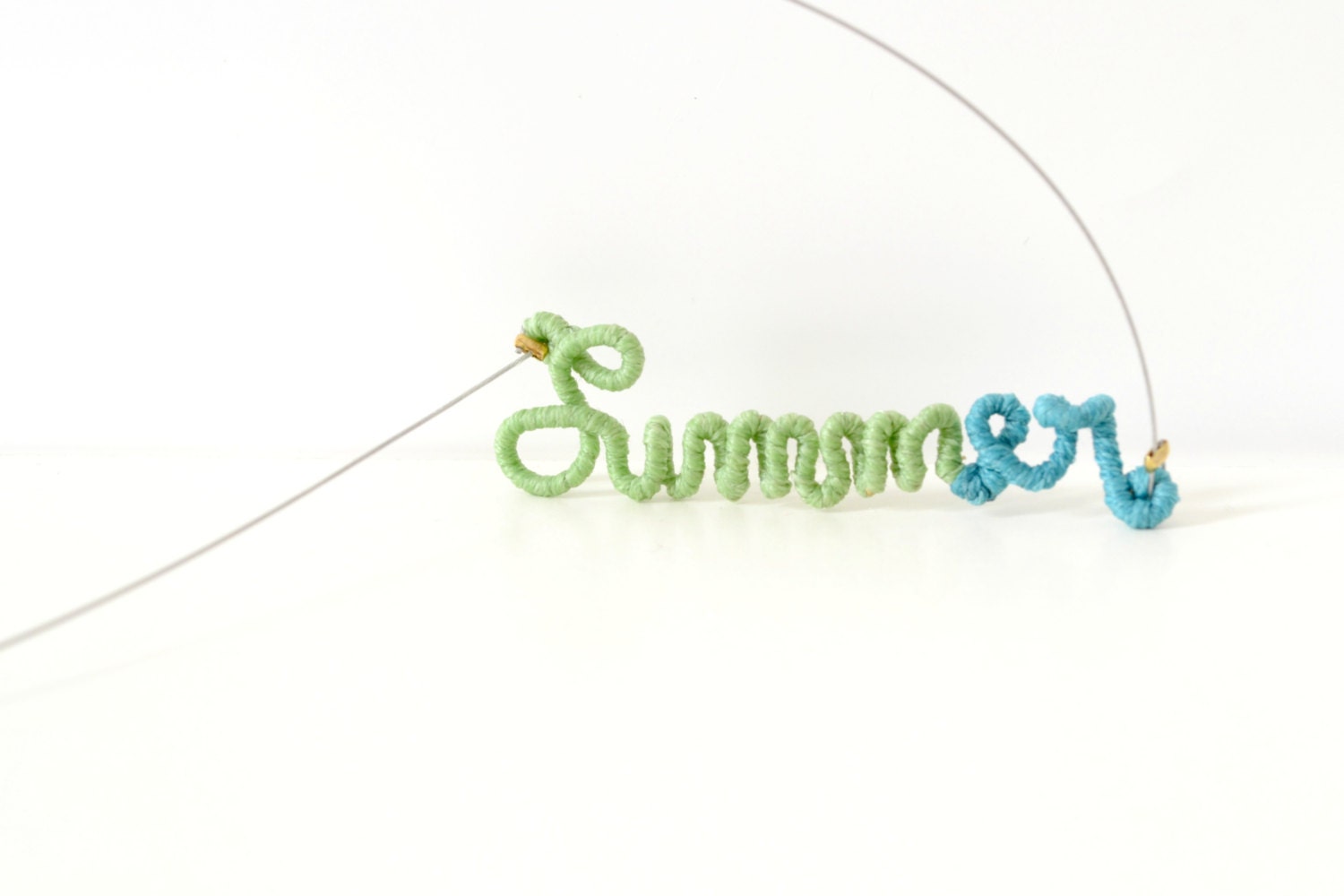 summer necklace, word pendant necklace, friendship necklace, personalized necklace, two color, mint green, blue - colortreasures