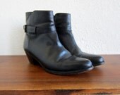 vtg 90's BRAZILIAN black leather ankle boots women's size US 10.5M