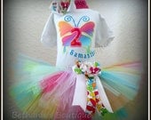 Butterfly Tutu Set- Rainbow pastels- Bright- Number Butterfly
