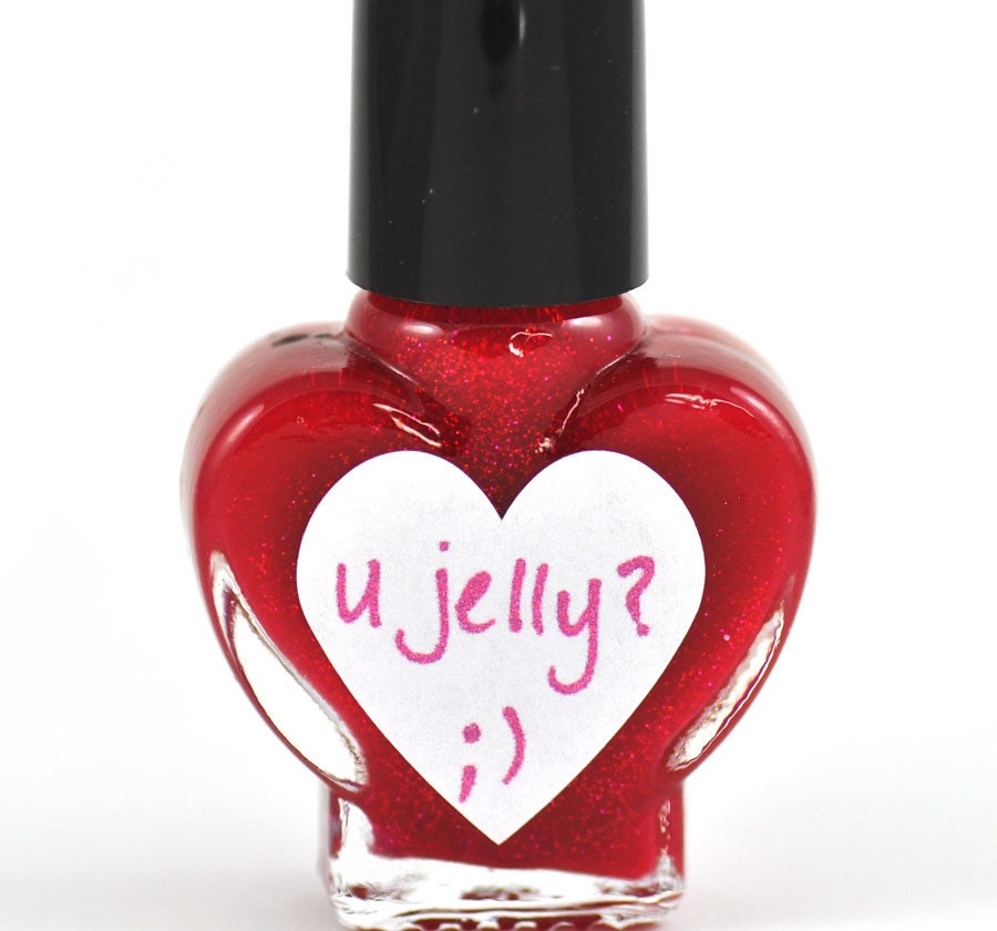 u jelly Red Glitter Nail Polish 5ml Mini Bottle