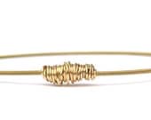 Gold Bangle Bracelet // Gold Recycled Guitar String & Gold Wire Wrap // Thick "E" // Recycled Upcycled Salvaged Layering Bracelet
