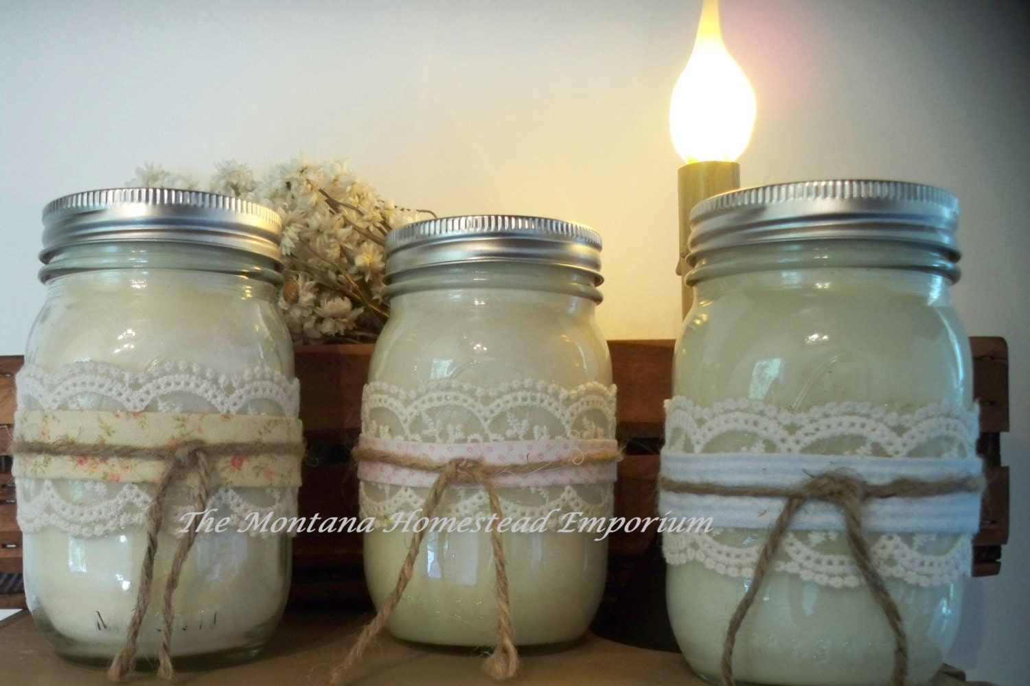 16 oz "BABY POWDER" soy jar candle montana made candles cottage chic rustic baby shower new mom powder room